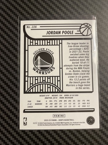 2022-23 Hoops Winter #226 Jordan Poole - Golden State Warriors - Bild 2 von 2