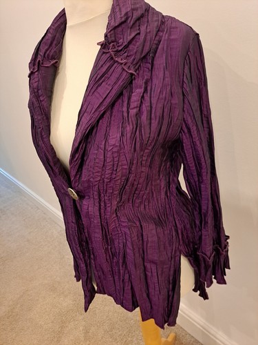 Vintage Bromley Sport Size 16 Purple Artist Crinkle Irredesent Blazer Jacket - Picture 4 of 10