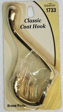 Wall Mounted Classic Coat Hook 2 Prong Brass Finish Hat Hanger 1733