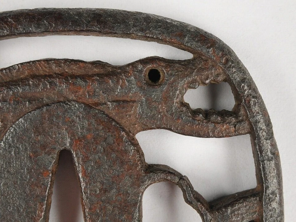 Japanese Antique Rare OpenWork Dried Sardine Design Tsuba SwordKatanaGuard Japan - Image 3 of 4