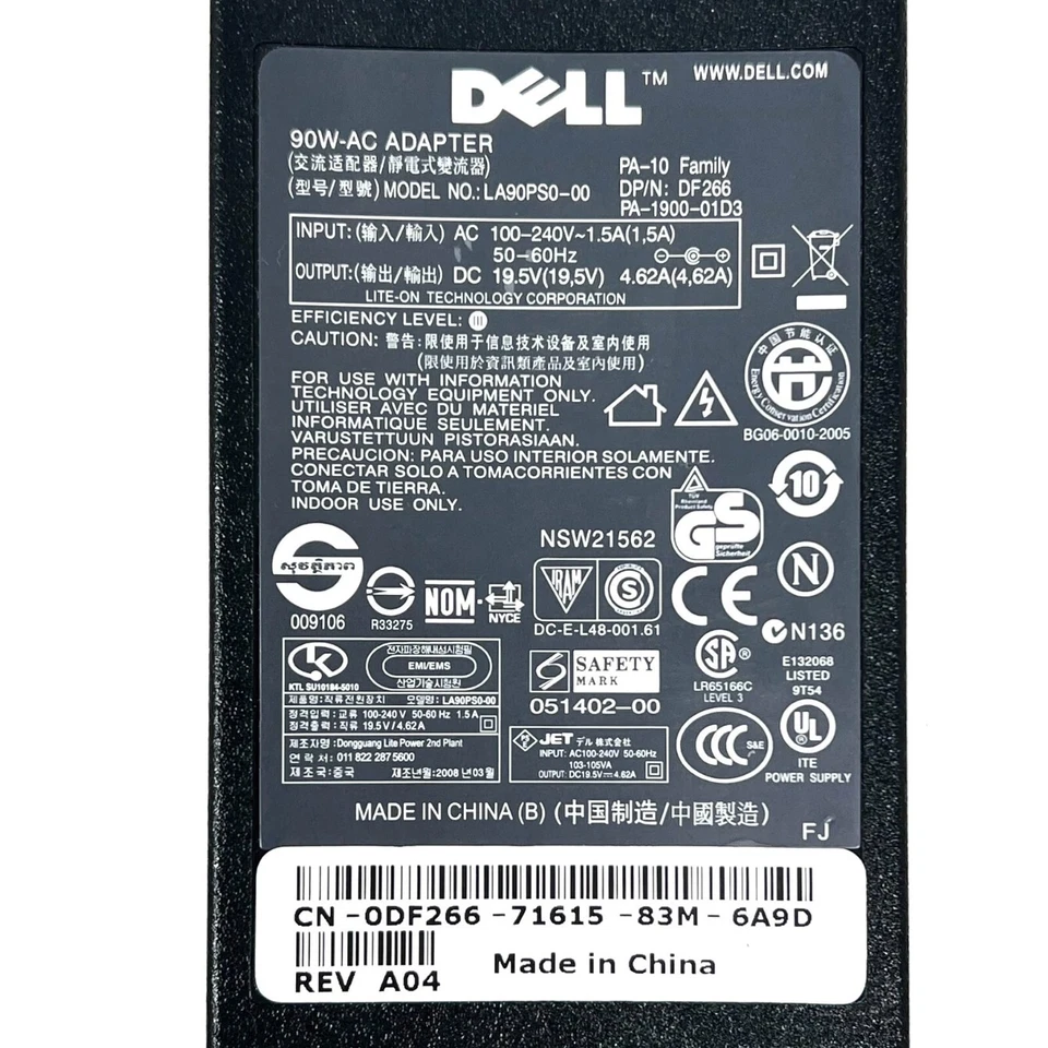 Adaptador CA Dell 90W 19.5V 4.62A (LA90PS0-00) para Latitude/Vostro - Imagem 4 de 4