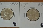 PAIR 1954 D Washington QuarterS BU Uncirculated Mint State 90% Silver 25c
