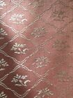 Vintage French Cartouche Linen Cotton Damask Ticking Fabric #2~ Coral Shell Pink