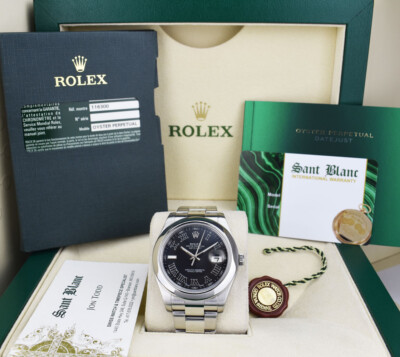 ROLEX - 41mm Stainless Steel DateJust II Black Roman w/ CARD 116300 - SANT BLANC