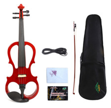 Yinfente Electric Silent Violin 4/4 Free Case Bow Nice Tone Red Color EV5