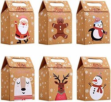 Christmas Treat Boxes x48 Santa Paper Gift Bags Kids Party Favor Xmas Goody Box