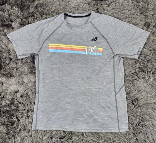 New Balance NB Dry Compression T-Shirt Men's M Gray Pan-Mass Challenge Cycling