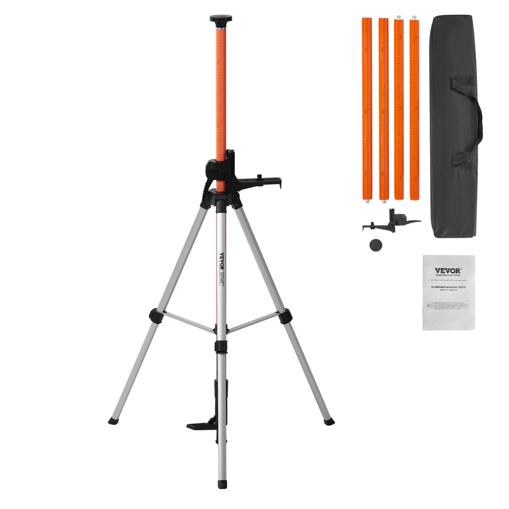 VEVOR Laser Level Tripod 1/4"-20 & 5/8"-11 Thread 40.94-133.85 in Height Adjust