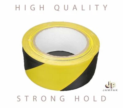 JAMPAK Hazard Warning Tape Yellow & Black PVC Adhesive 33m x 50mm 2" Floor Lane Marking