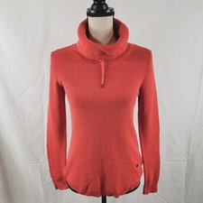 Lauren Ralph Lauren Womens Long Sleeve Waffle Knit Cowl Neck Top Orange Small