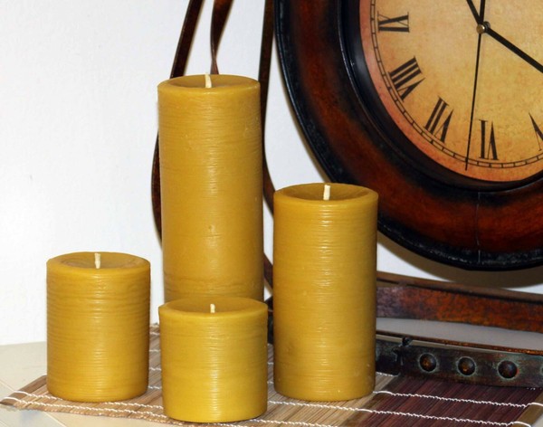 Velas de pilar de cera de abejas 100 % pura hechas a mano 100 % mecha de algodón de 3" de grosor
