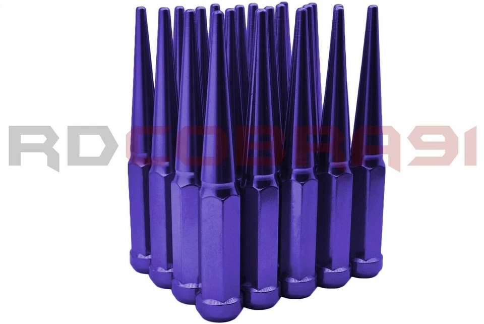 32 Pc 14x1.5 Powder Coated Purple 6" Tall Spike Lug Nuts For Chevy GMC 2500 3500 - Image 4 of 4