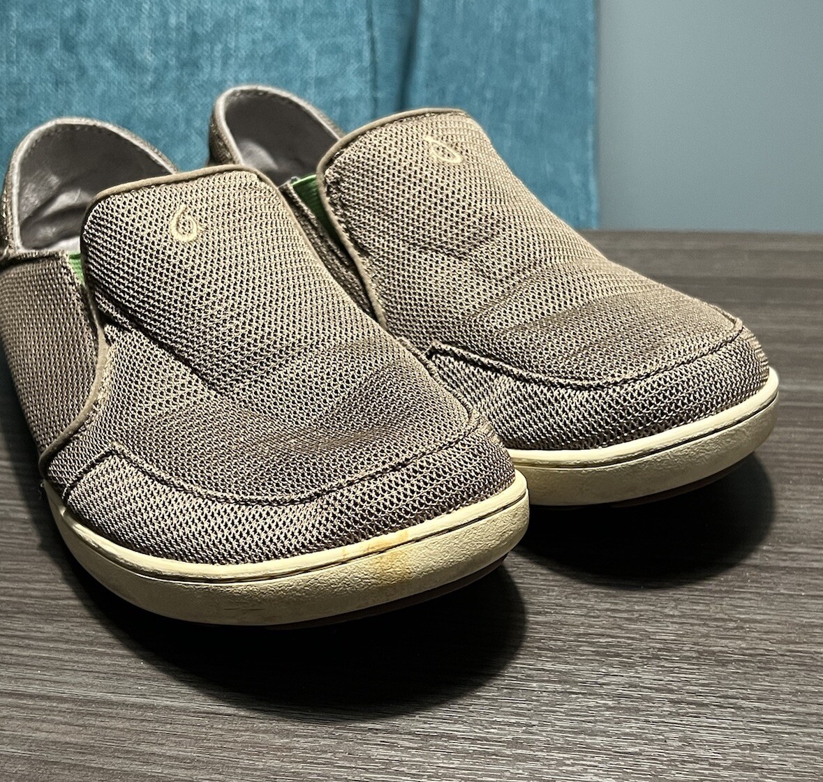 Olukai Nohea Mesh Slip On Shoes Gray Green White Lightweight  display picture 3