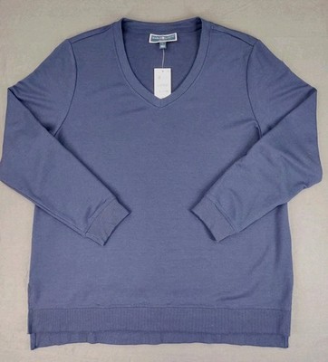 Karen Scott Sport Essentials Top Women's Large Intrepid Blue Long Sleeve