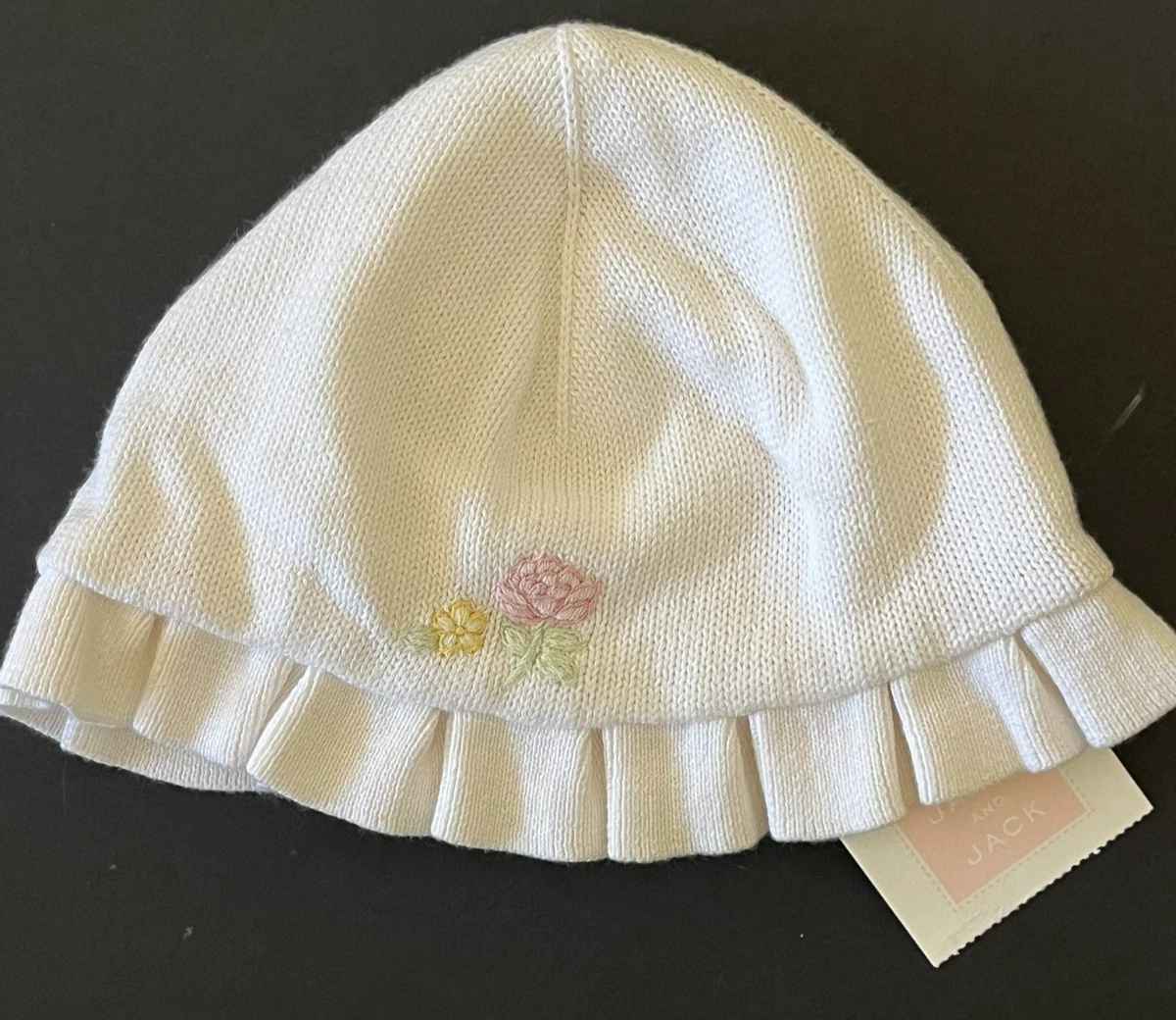 NEW Janie and Jack 12 18 M Sweater Hat Embroidered Flowers Delicate Rose