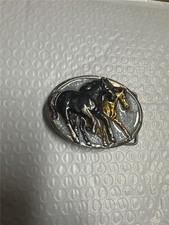 Vintage 1983 Horses Belt Buckle with Enamel AS IS