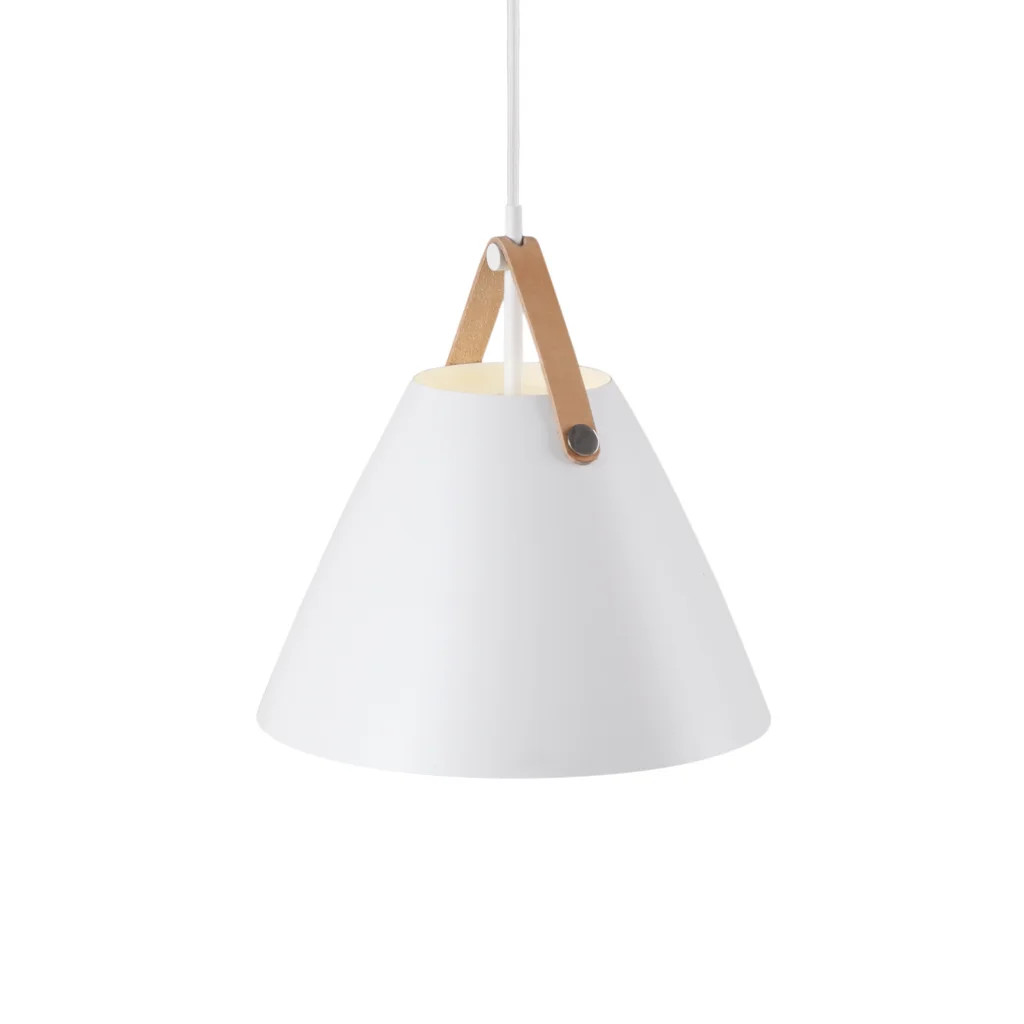 Ceiling Light White Metal Pendant Real Leather Strap 27cm Requires Lamp Nordlux