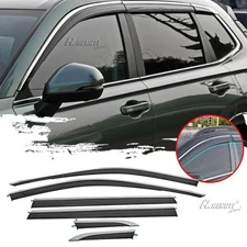 6Pcs Window Visor Rain Guard Smoke Tinted w/Chrome Trim For Honda CR-V 2023-2024