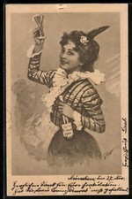 Künstler-AK Hermann Torggler: Dame in festlicher Kleidung hebt ein Sektglas 