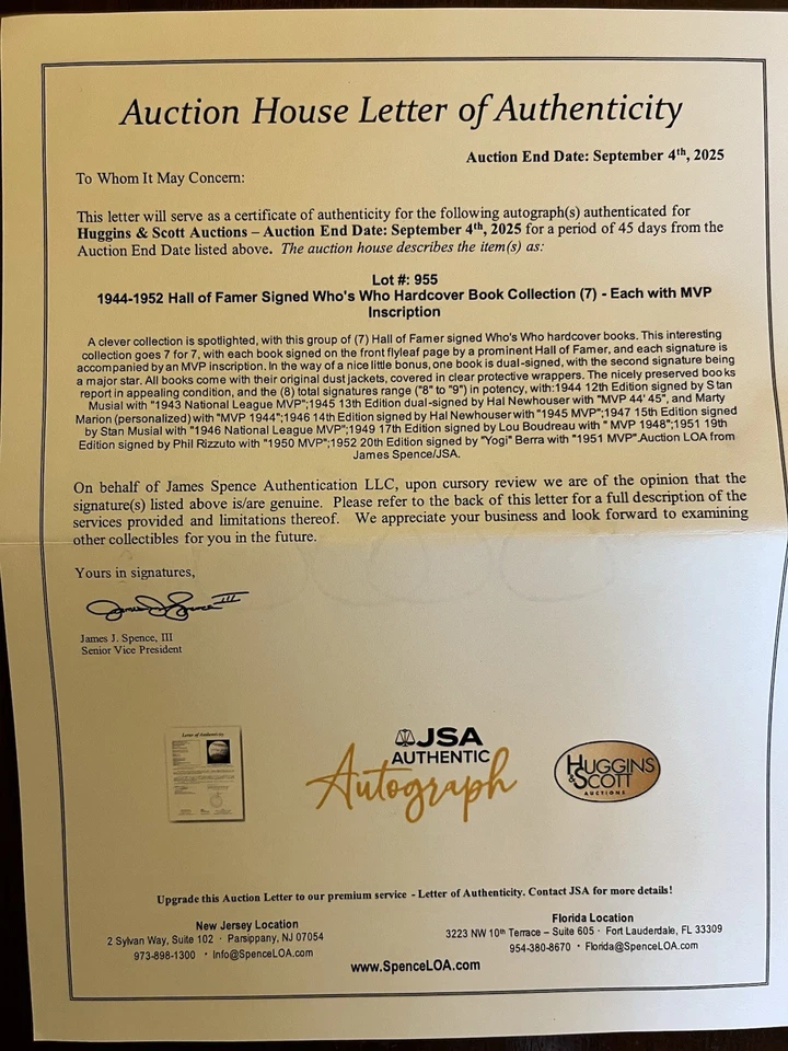 Stan Musial Signed 1947 Who’s Who in Major Leagues Book - JSA LOA - 1946 MVP HOF - Image 3 of 4