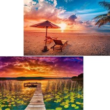 Engaging 1000-Piece Jigsaw Puzzles Set: Hawaii Beach  Lake Artwork