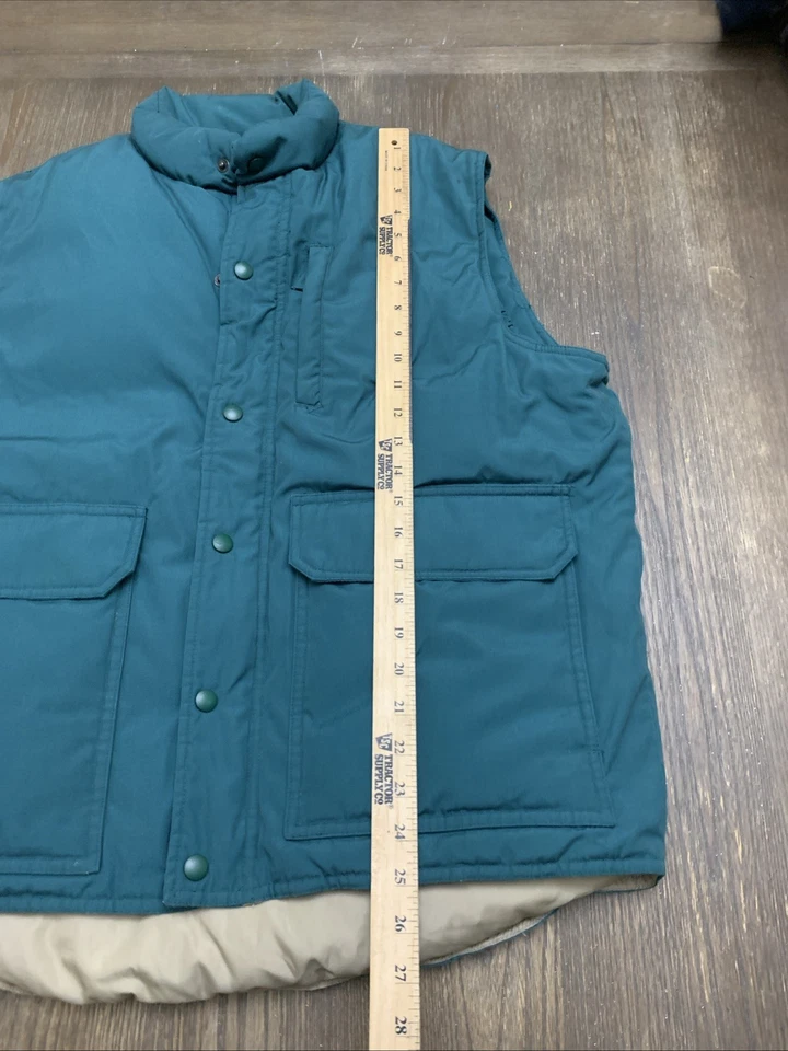 Vintage Orvis Puffer Vest Mens XL Green Goose Down Snap Zip Vintage 80s Outdoors - Image 4 of 4