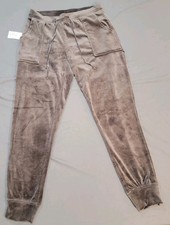 House of Harlow 1960 Women Pants Sz Small Velvet Velour Jogger Gray Drawstring