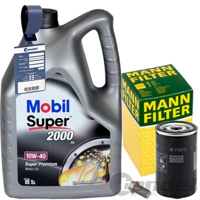 MANN FILTER ÖLFILTER+MOBIL 10W-40 ÖL passend für MERCEDES BENZ 190 W201 124 W124