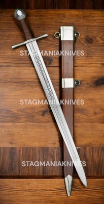 35'' Hand Forged J2 Steel Battle Ready Hunting Knight Templer Long Medieval Sword