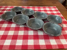 Antique Gray Graniteware 8 Cup Wired and Riveted Muffin Pan (circa 1890-1910)