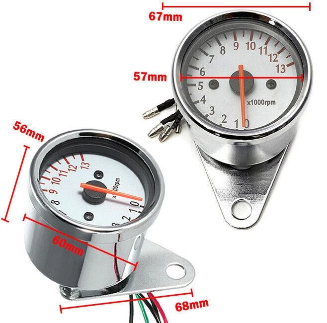 Universal Motorrad Drehzahlmesser mit LED-Hintergrundbeleuchtung DC 12V silber - Bild 3 von 4
