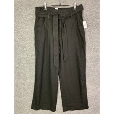 NEW GAP High-Waisted Linen-Blend Wide-Leg Pants Belt Tie SZ 12