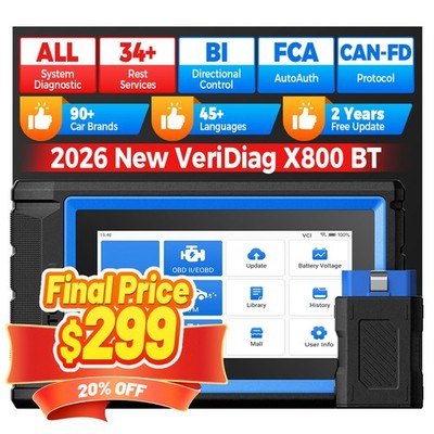 Free Shipping! TOPDON VeriDiag X800BT All System Car Diagnostic Tool Bluetooth  