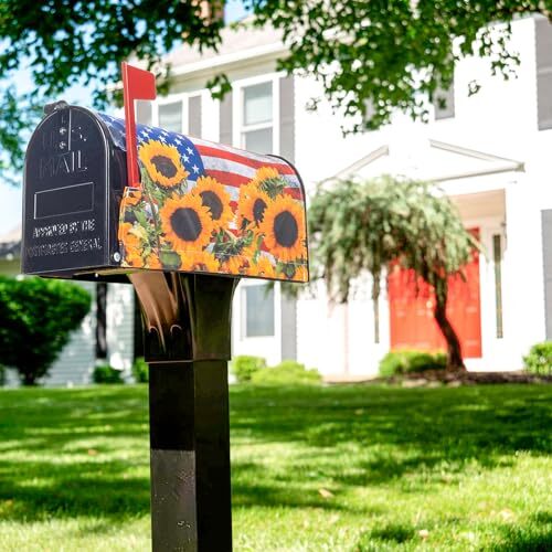 Eagle American Flag Mailbox Cover Magnetic - Standard Size 21x18 Inch, Waterproof Yard Decor For Outdoor Mailbox