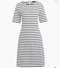 J.Crew Short-sleeve striped cotton sheath dress Navy White Size Medium NEW T