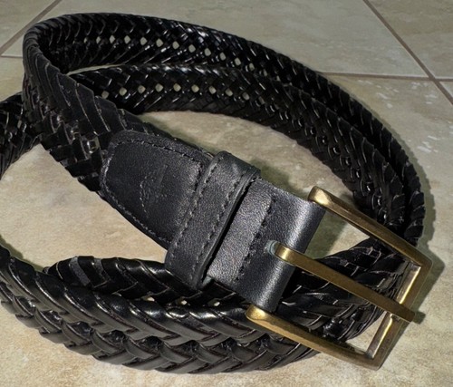 Dockers #11DO0403 Men's Size 42/105 Leather Fully Adjustable Braided Belt Black
