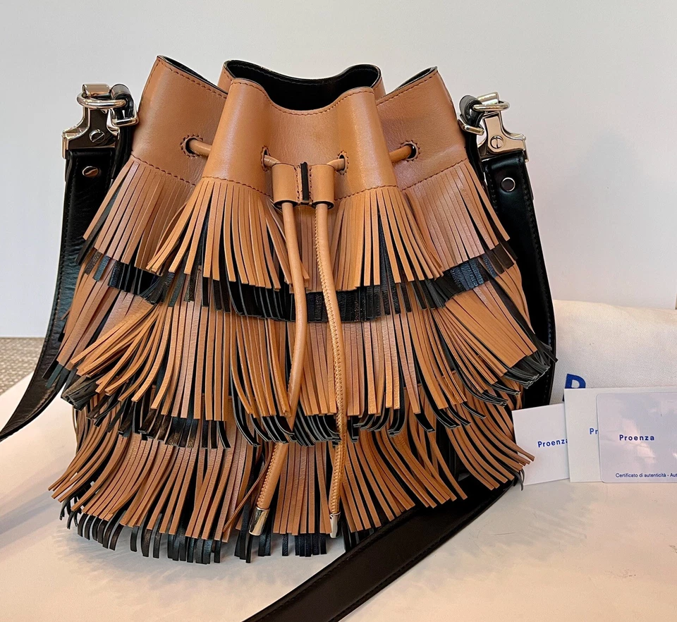 PROENZA SCHOULER коричневый черный средний бахрома ведро через плечо сумка - Изображение 4 из 4