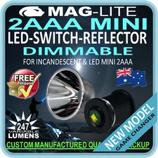 MAGLITE MINI 2AAA LED UPGRADE INC SWITCH ASSEMBLY REFLECTOR 247lm DIMMABLE BULB