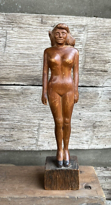 Antique Folk Art Carving Nude Woman High Heels Circa 1930 Art Deco ...