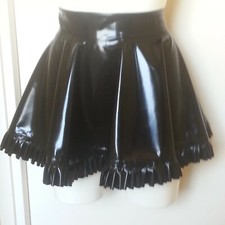 Latex Rubber Skirt with Frills Black Mini | Unisex Fetish Clothing XS–XXL