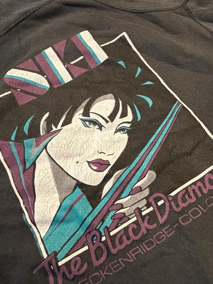 Suéter De Colección Años 90 Esquí Negro Diamante Breckenridge Esquí Montaña Manga Larga Foto 4 de 4