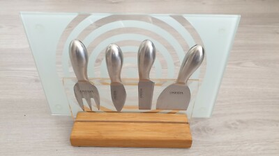 Oneida Set Käsemesser, Käsegabel und Glasplatte    Käsemesserset
