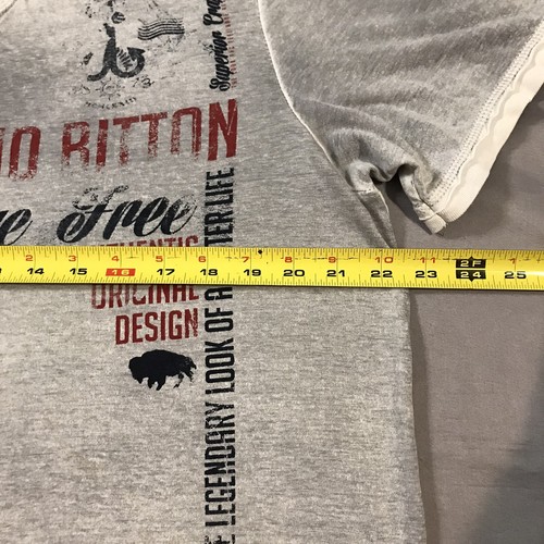 Camicia uomo Buffalo David Bitton extra large grigia stampa grafica scollo V - Foto 9 di 10