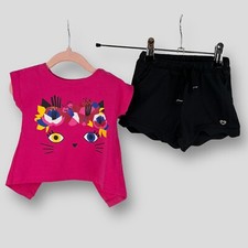 TUC TUC Baby Toddler Girls Jersey T-shirt & Shorts Pink Black 1 Year 74cm NEW