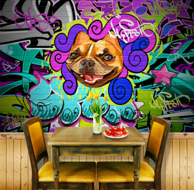 3D Doodle Dog ZHUA10318 Wallpaper Wall Murals Removable Self-adhesive Amy