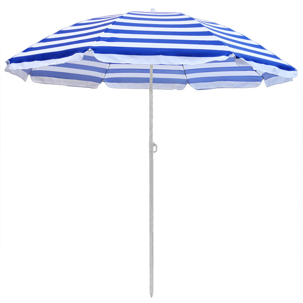 Garden Beach Patio Umbrella Sun Shade Protection Parasol 160cm Blue-White Tilt