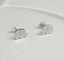 S925 Sterling Silver Tiny Cute Elephant Stud Earrings