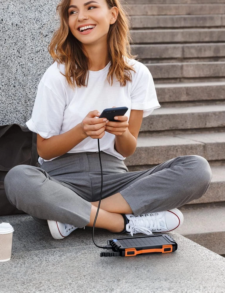 Power Bank - Solar Charger - 42800mAh Portable Charger (Orange) Power Bank - Solar Charger - 42800mAh Portable Charger (Orange)