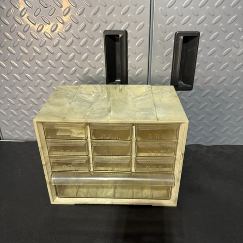 Vintage Mid Century Akro Mils Bakelite Faux Marble Jewelry Sewing Organizer Box