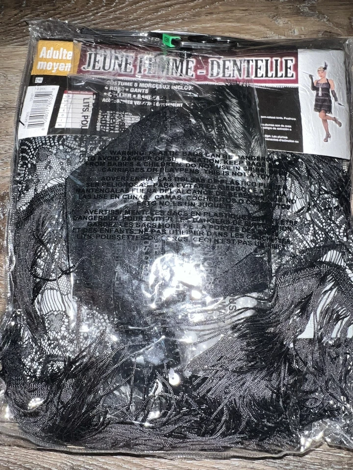 Flapper de renda ~ Fantasia feminina adulta de Halloween 5 peças era 1920 ~ M - Imagem 4 de 4